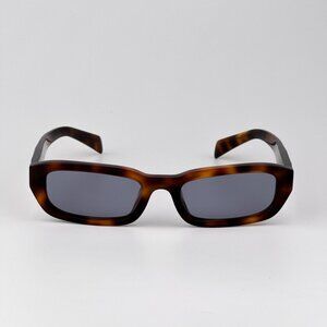 Prada PRB06S Rectangle Sunglasses – Havana Frame with Grey Lenses | Model 15W03N